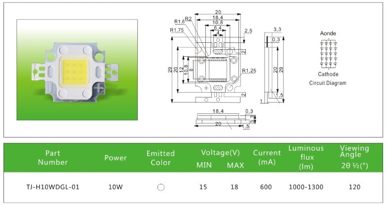 led集成发光二极管5W-10W